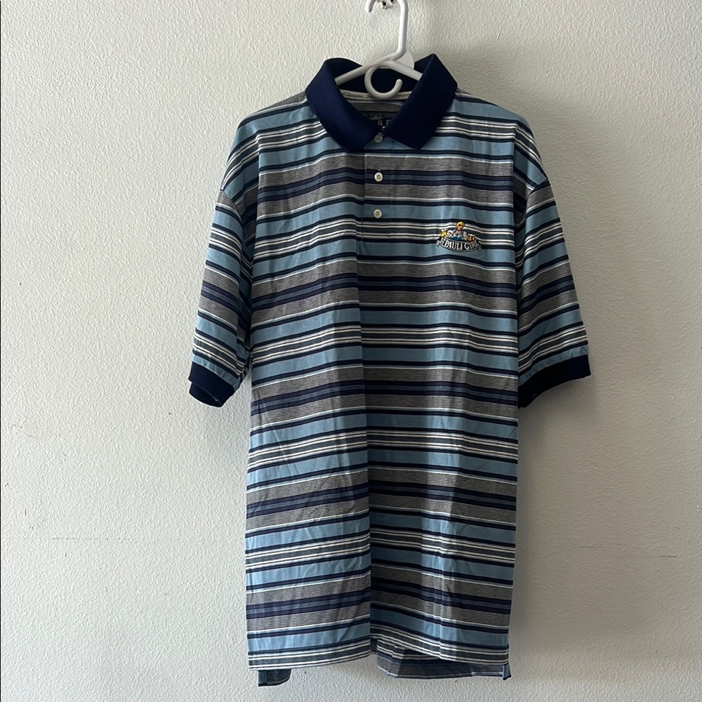 Fore Men's Golf Polo Shirt Blue Striped NWOT
